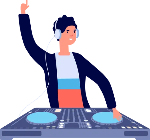 Dj Characters People With Headphones And Turntable Mixer Make Contemporary Music In Club Dj Guy Spinning Disc Isolated Vector Set Dj Discotheque Entertainment People Musical Nightclub Illustration Illustration