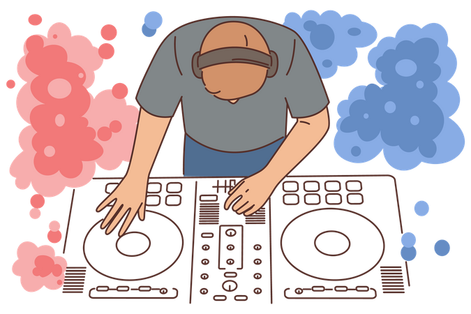 DJ playing music at festival  Illustration
