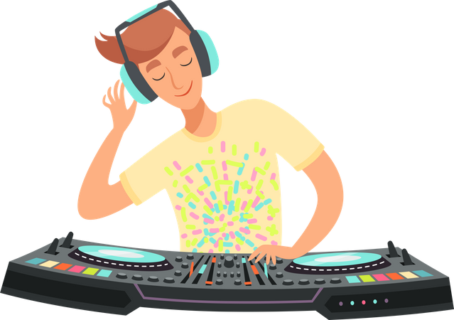 Dj Playing Music  Illustration