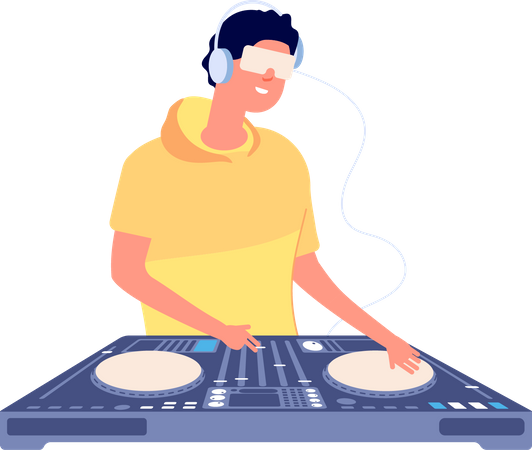 Dj Playing Music  Illustration