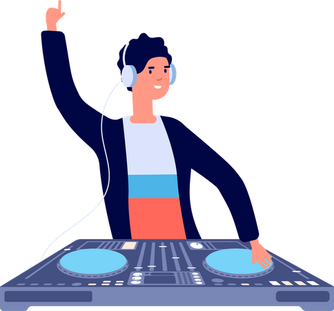 Dj Playing Music  Illustration