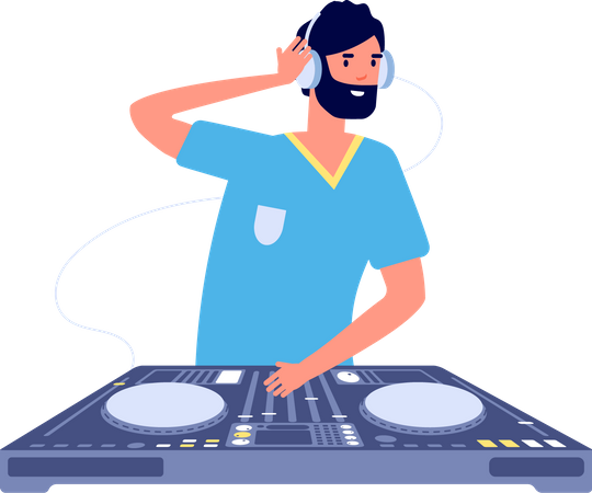 Dj Playing Music  Illustration