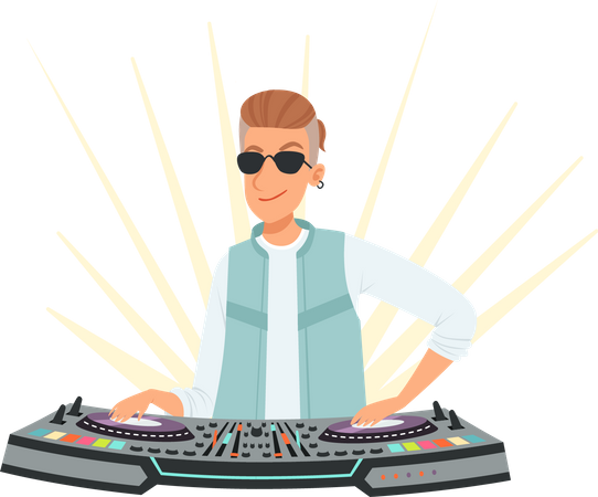 Dj Playing Music  Illustration