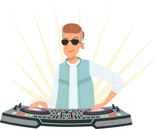 Dj Playing Music  Illustration