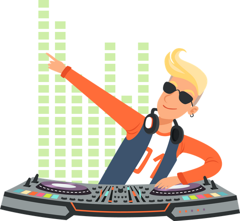 Dj Playing Music  Illustration