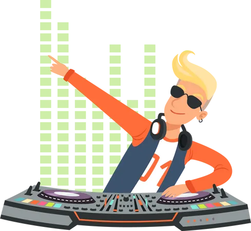 Dj Playing Music  Illustration