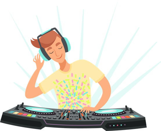 Dj Playing Music  Illustration