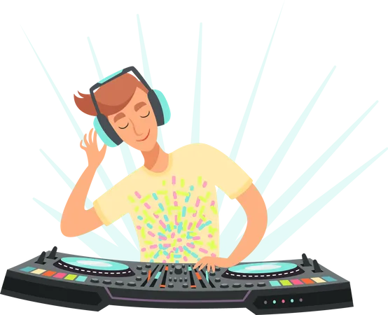 Dj Playing Music  Illustration