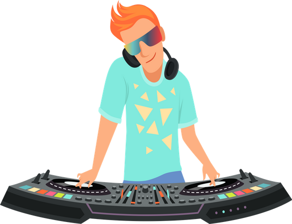 Dj Playing Music  Illustration