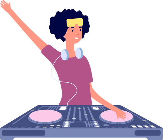 Dj Playing Music  Illustration