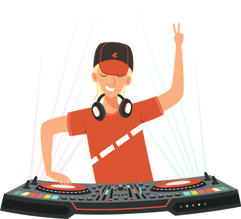 Dj Playing Music  Illustration