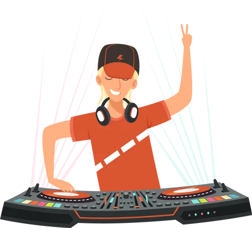 Dj Playing Music  Illustration