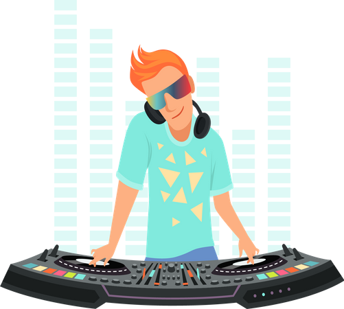 Dj Playing Music  Illustration