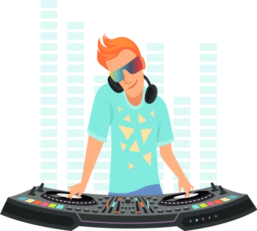 Dj Playing Music  Illustration