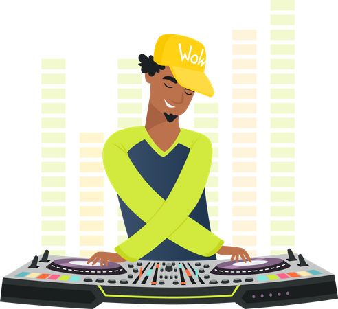 Dj Playing Music  Illustration