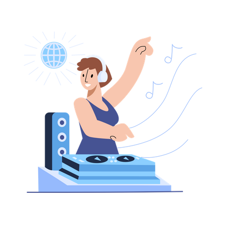 DJ playing music  Illustration