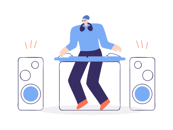 Dj playing song  Illustration