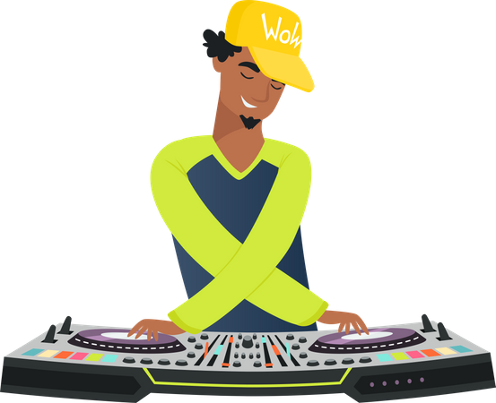 DJ tocando música  Ilustração