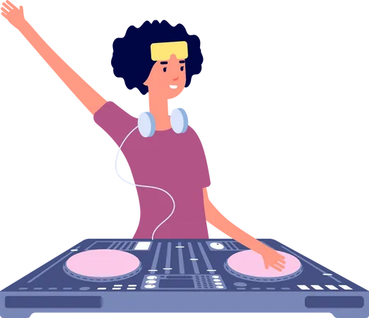 DJ tocando música  Ilustração
