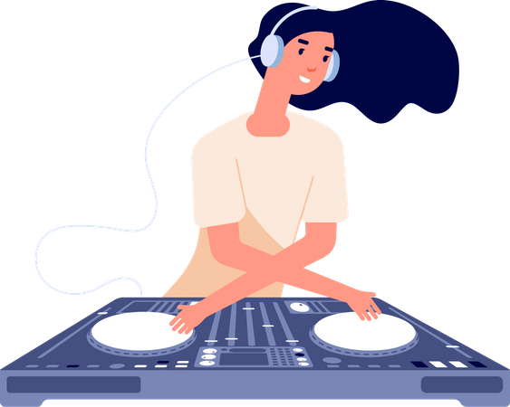 DJ toca música  Ilustração