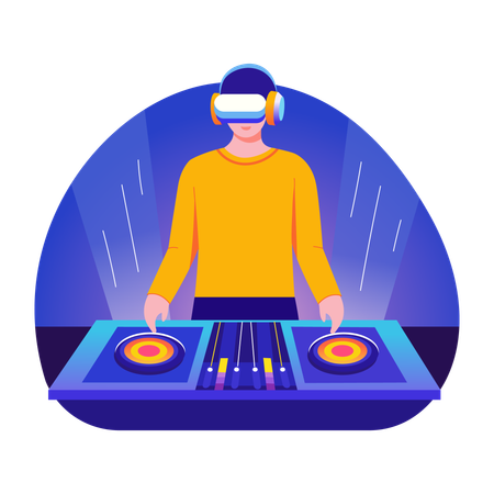 Dj using vr technology  Illustration