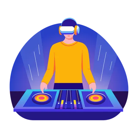 Dj using vr technology  Illustration