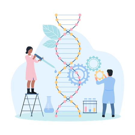 DNA research in medical laboratory  Illustration