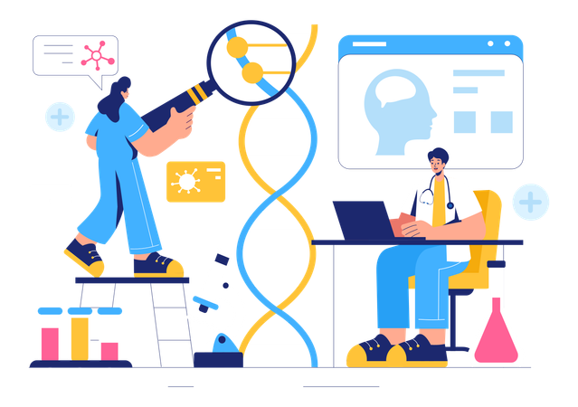 DNA Test Performed By Scientist  Illustration