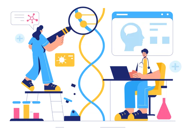 DNA Test Performed By Scientist  Illustration