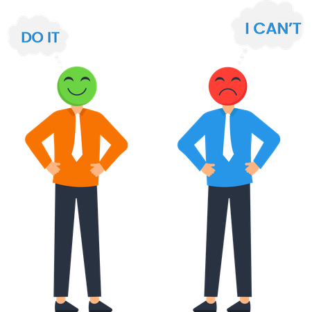 'Do It' vs 'I Can't' - Positive vs Negative Thinking Decision Making  Illustration