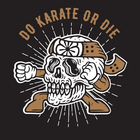 Do Karate or Die Skull Illustration