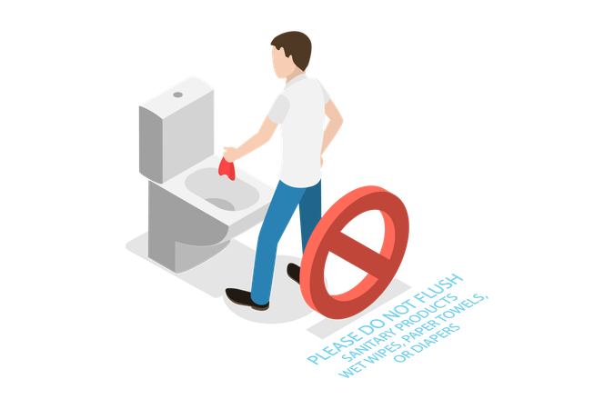 Do Not Flush Sanitary Products  Illustration