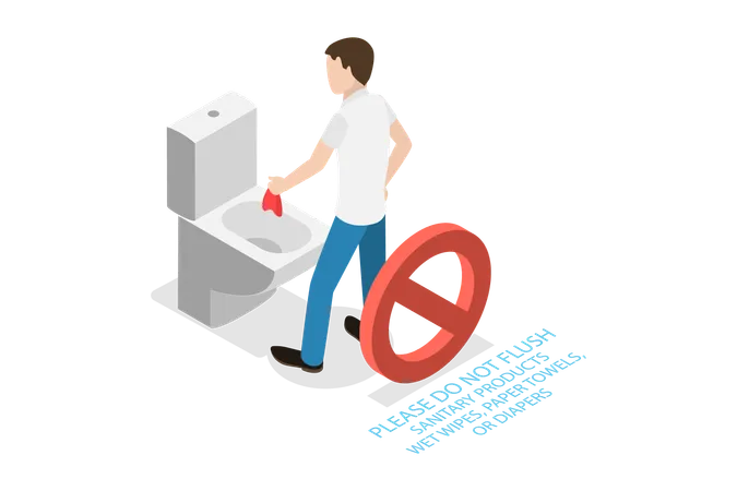 Do Not Flush Sanitary Products  Illustration