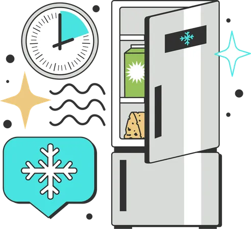 Do not leave door of refrigerator open for too long for energy efficiency at home  Illustration