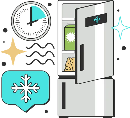 Do not leave door of refrigerator open for too long for energy efficiency at home  イラスト