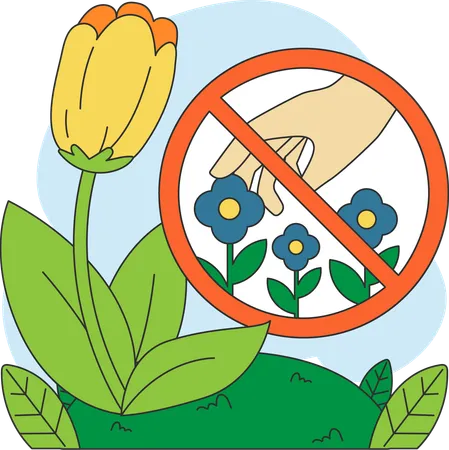 Do not pluck flowers  Illustration