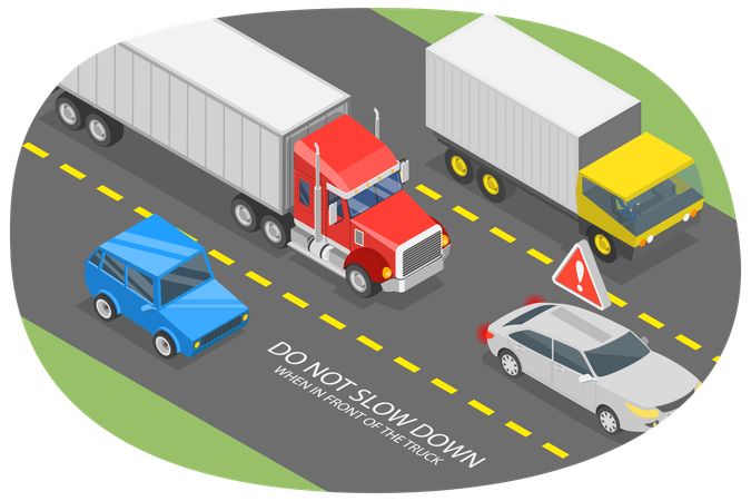 Do not Slow Down When driving in Front of Truck  Illustration