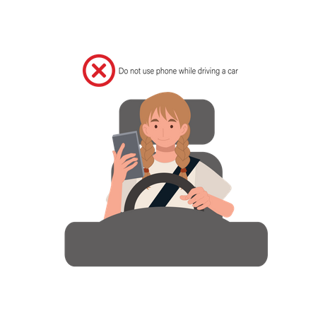 Do not use mobile while driving car  Illustration