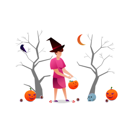 Doçura ou travessura de Halloween  Ilustração