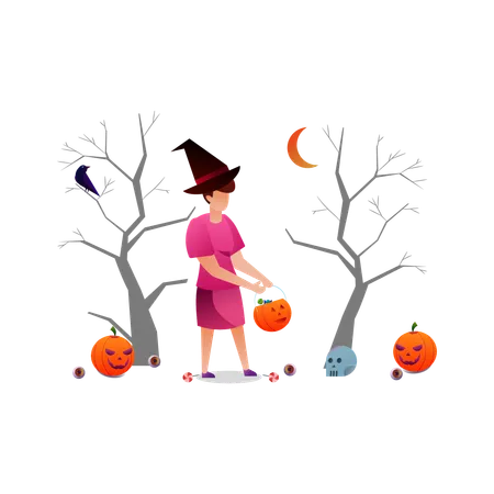 Doçura ou travessura de Halloween  Ilustração