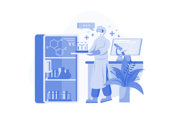 Médecin effectuant des recherches en laboratoire  Illustration