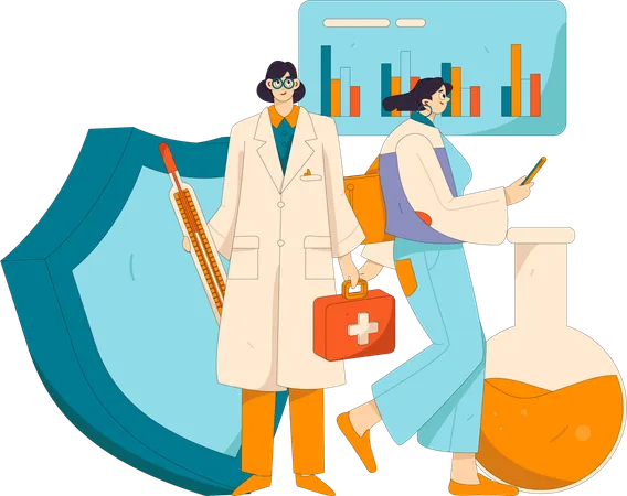 Médecin effectuant une analyse médicale  Illustration