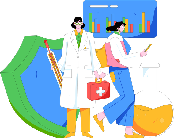 Médecin effectuant une analyse médicale  Illustration