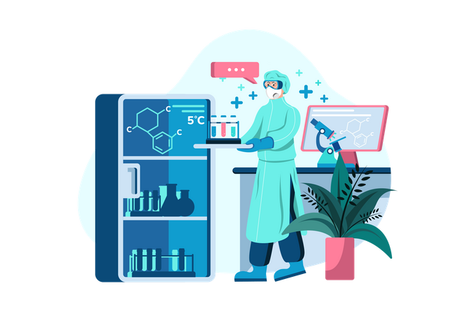 Médecin effectuant des recherches en laboratoire  Illustration