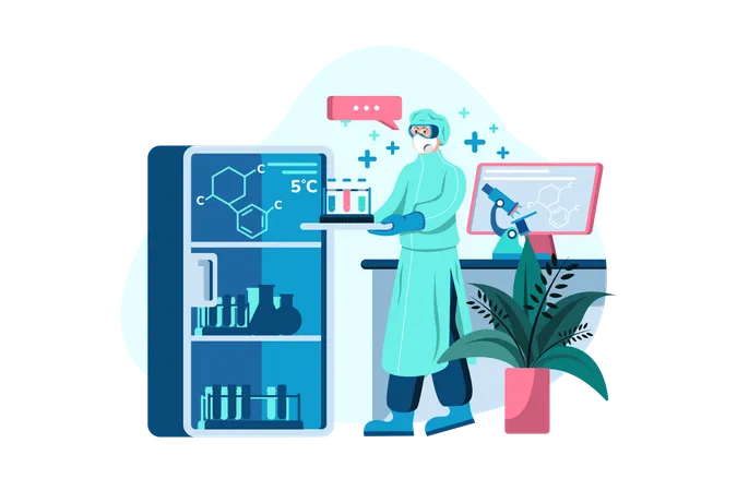 Médecin effectuant des recherches en laboratoire  Illustration