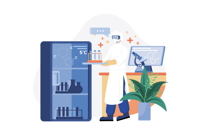 Médecin effectuant des recherches en laboratoire  Illustration