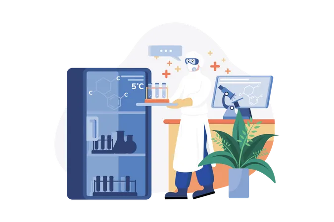 Médecin effectuant des recherches en laboratoire  Illustration