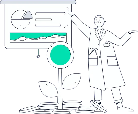 Médecin faisant une présentation financière  Illustration