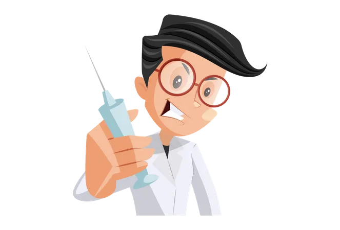 Médecin tenant cure injection  Illustration