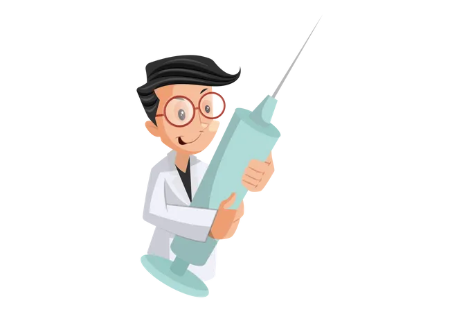 Médecin tenant une injection  Illustration